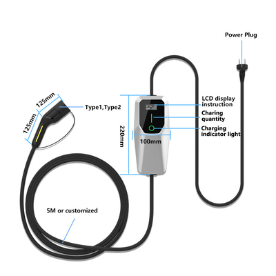 3.5kW 7kW 11kW Ev-Ladegerät Portable Ladestelle IP65 wasserdicht