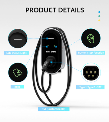 220Vac /-10% Ausgangsspannung 7kw Typ2 Wallbox 32A Carica e Gioca EV-Ladegerät für Zuhause