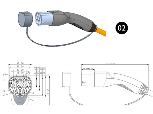 16A-32A Autoladdungskabel für KIWI EV Portable Elektrofahrzeugteile und Zubehör für Elektrofahrzeuge