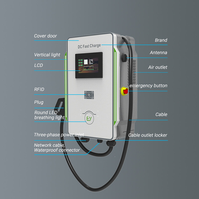 Gleichstrom-Wallbox-Ladegerät 30kW 40kW Autos CCS 40A Fast EV-Ladegerät 600V Netzfrequenz 50Hz