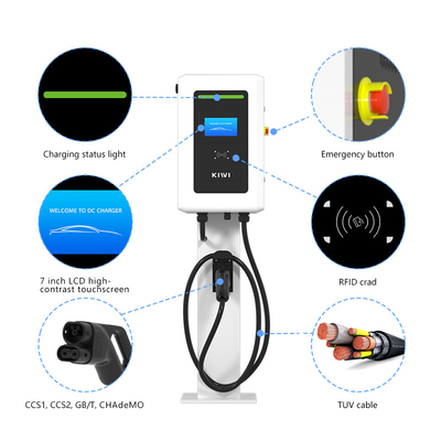 OEM Elektrofahrzeug DC Schnellfahrzeug öffentliches EV-Ladegerät Wandbox 20kW 30kW 40kW Chademo CCS CCS2 2 Einzelgeschütze EV-Ladestationen