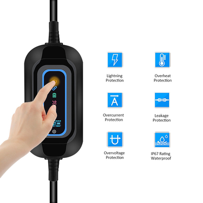 3.5KW Level 2 Portable EV Charger Station Typ 2 IEC 62196 Einstellbar 8-32A Wechselstrom Leckage Typ B RCD 30mA 6mA für Zuhause